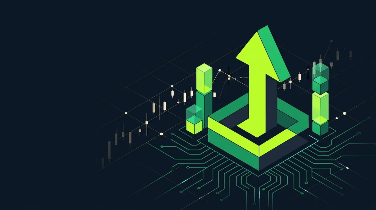 美股每日观察横向封面：深色金融资讯卡片，公司名 Broadcom，主题标题 AI 营收翻倍目标，霓虹绿数据亮点